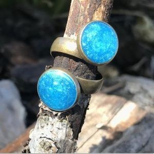 New Boho Turquoise Galaxy Brass Wrap Ring